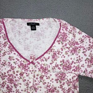 Floral Cardigan M Pink Lace Trim Ribbed Cottagecore Coquette y2k Grandma Fairy